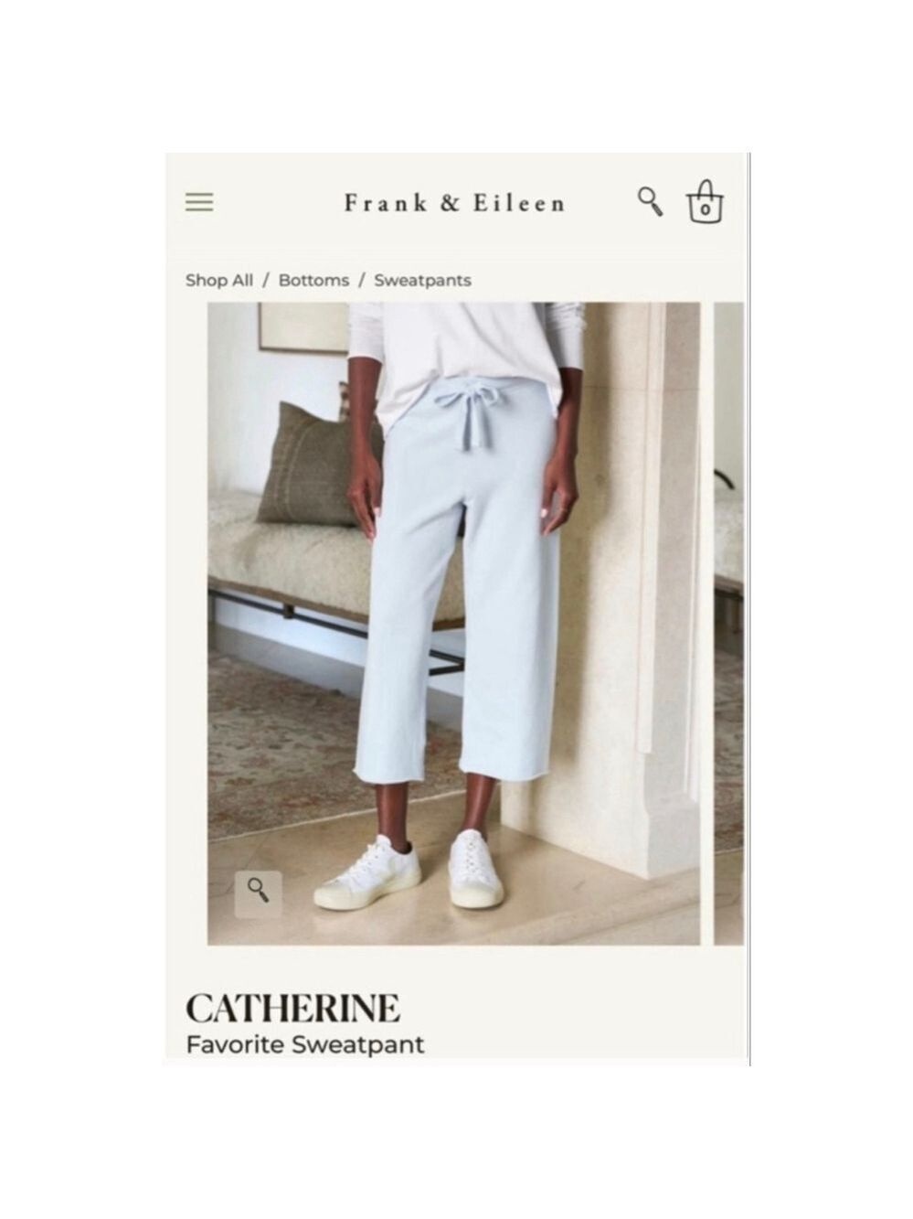 New Frank & Eileen Light Ice Blue Catherine Wide Leg Sweatpants L